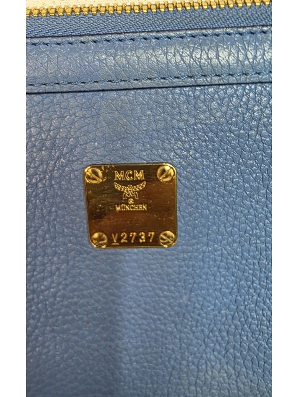 MCM Blue Leather Crossbody Bag with Gold Hardware - Picture 2 of 10